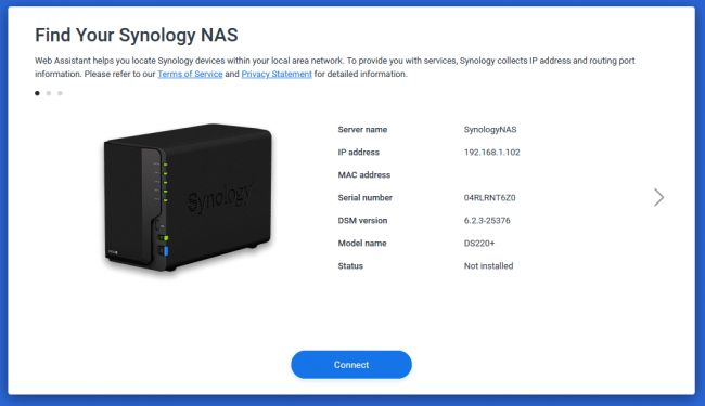 Synology Find your New NAS